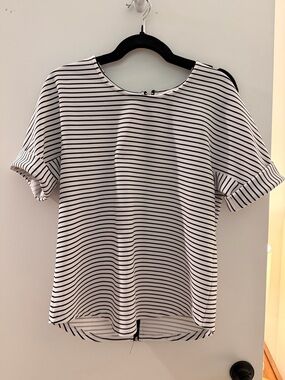 Rose & Olive White Short-Sleeve Striped Crewneck Top